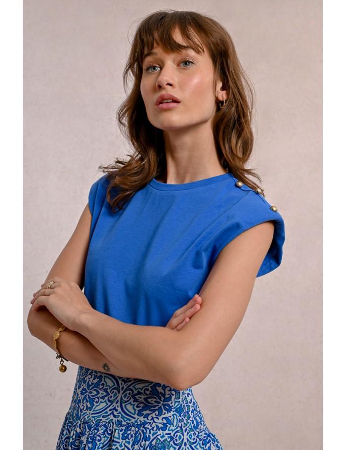 Lili Sidonio X Molly Bracken T Shirt à Larges épaulettes BLUE