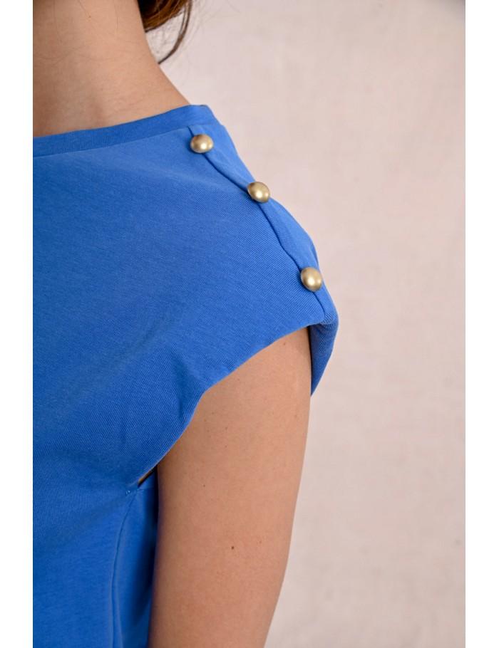 Lili Sidonio X Molly Bracken T Shirt à Larges épaulettes BLUE