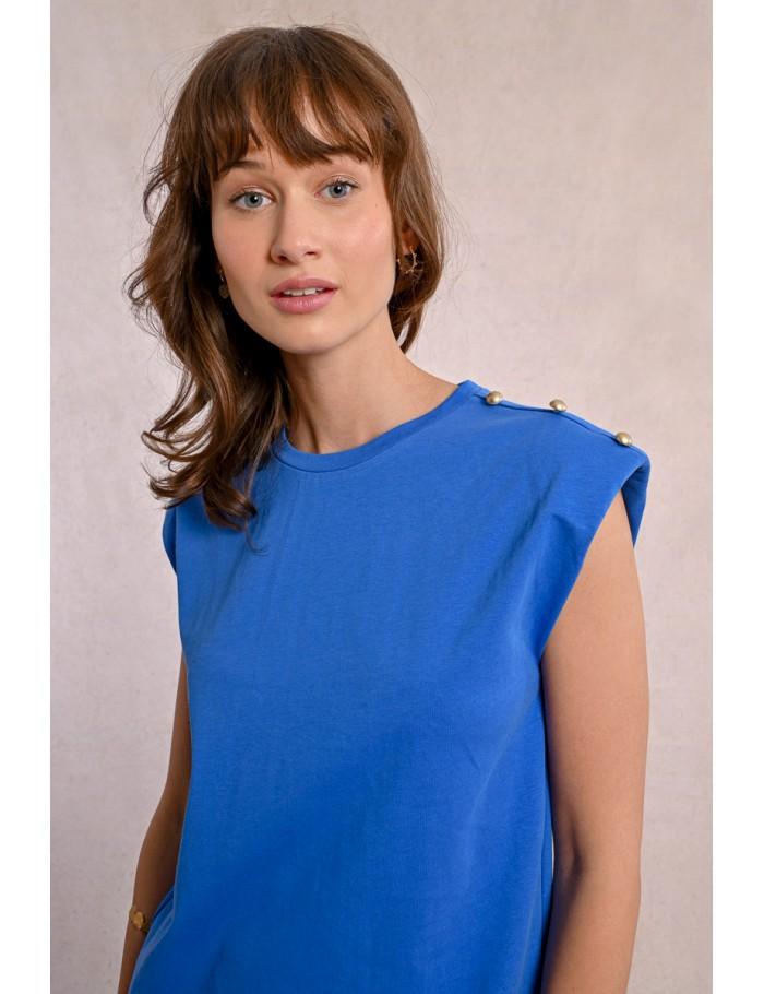 Lili Sidonio X Molly Bracken T Shirt à Larges épaulettes BLUE
