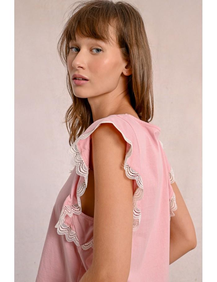 Lili Sidonio X Molly Bracken T Shirt à Manches Volantées NAVY BLUE