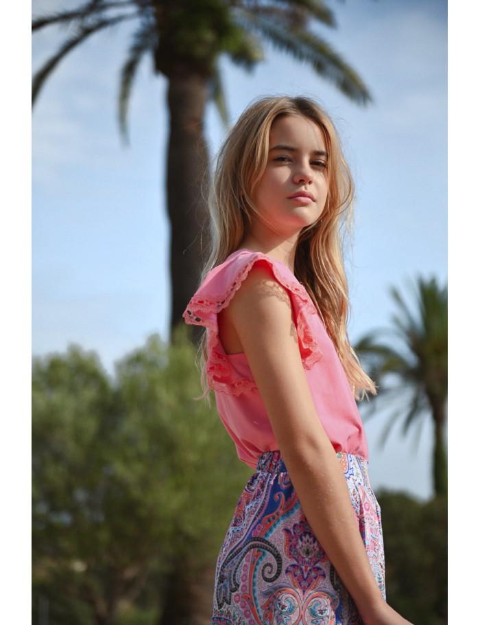 Lili Sidonio X Molly Bracken T Shirt à Manches Volantées PINK