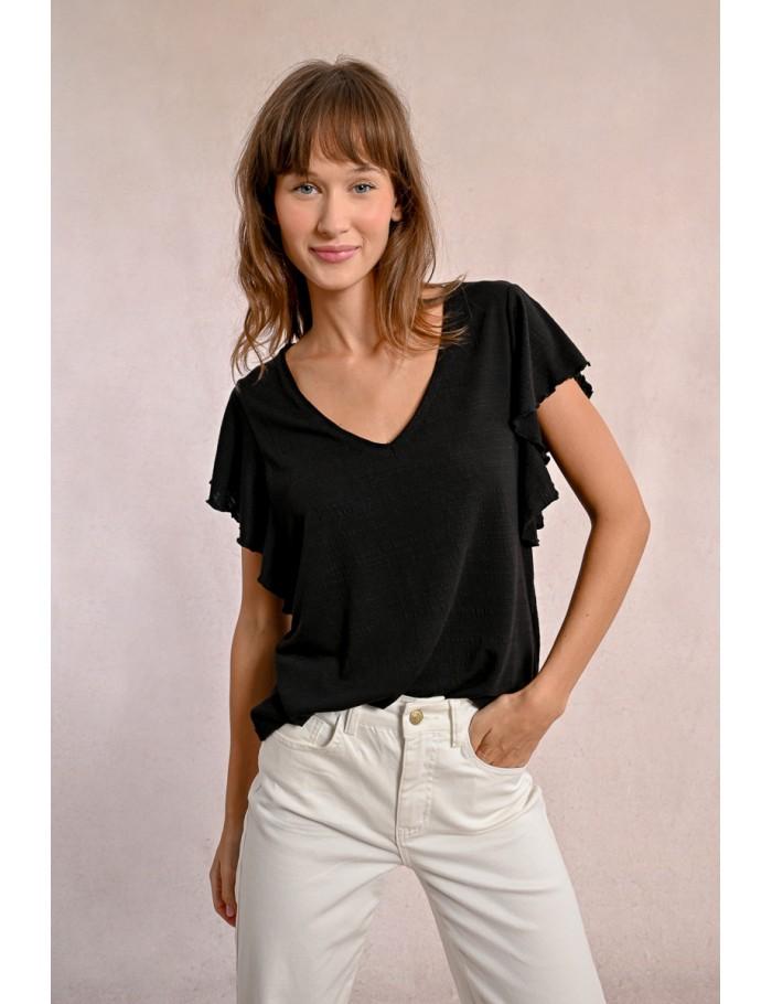 Lili Sidonio X Molly Bracken T Shirt à Volants BLACK