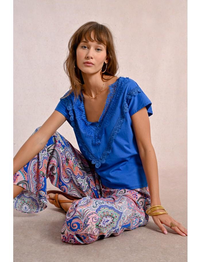 Lili Sidonio X Molly Bracken T Shirt Ajusté Avec Détail Dentelle BLUE