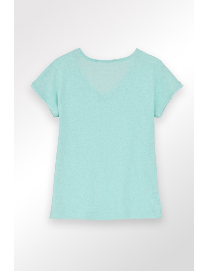 Lili Sidonio X Molly Bracken T Shirt Col V AQUA BLUE