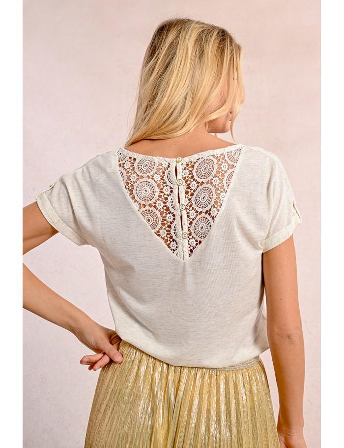 Lili Sidonio X Molly Bracken T Shirt Droit Encolure V ÉCRU