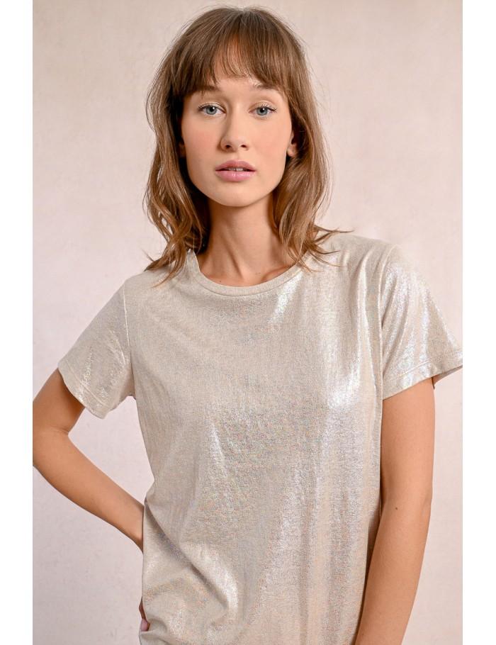 Lili Sidonio X Molly Bracken T Shirt Droit Irisé BEIGE