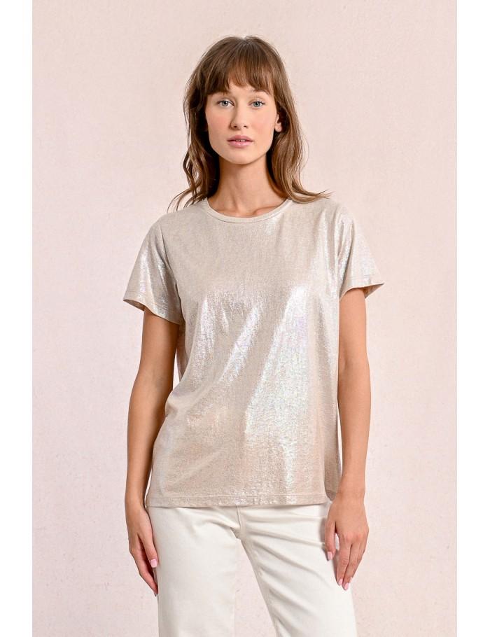 Lili Sidonio X Molly Bracken T Shirt Droit Irisé BEIGE