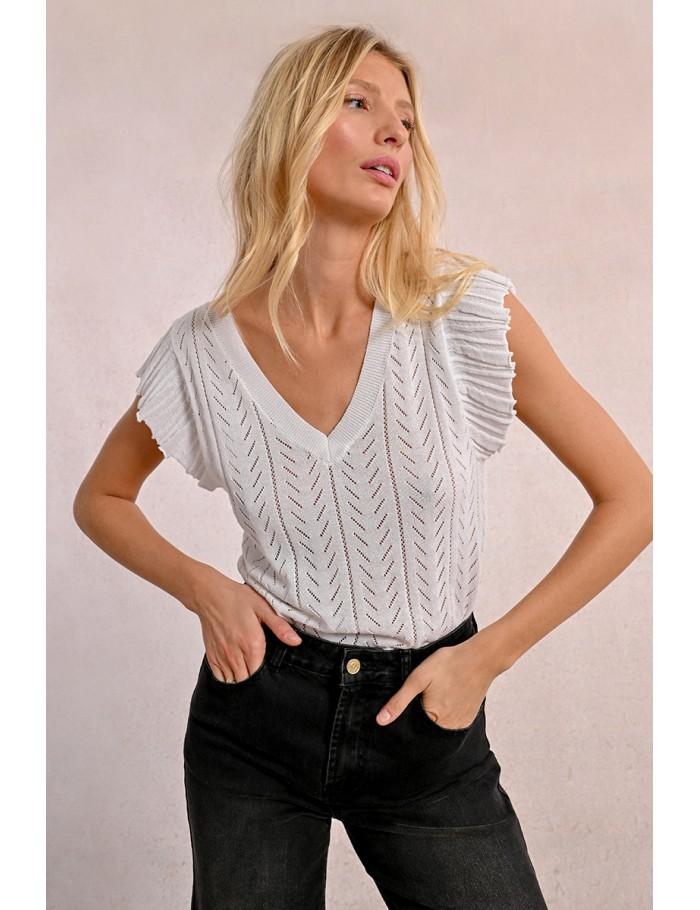 Lili Sidonio X Molly Bracken T Shirt En Maille Ajourée BLACK