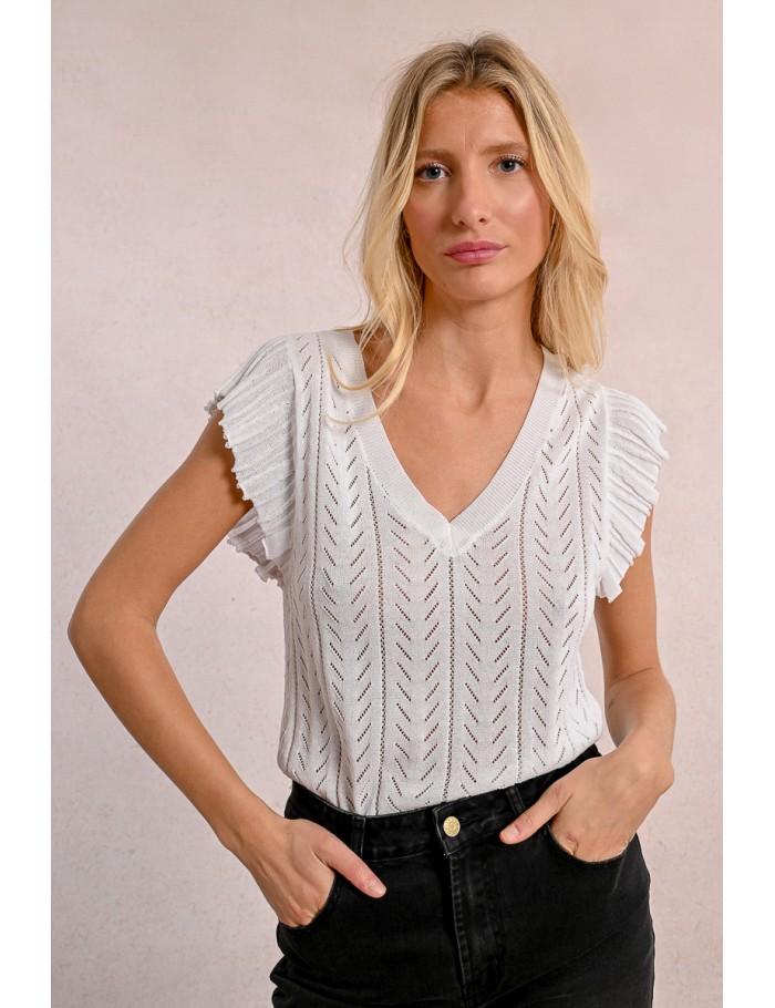 lili sidonio x molly bracken T shirt en maille ajourée BLACK