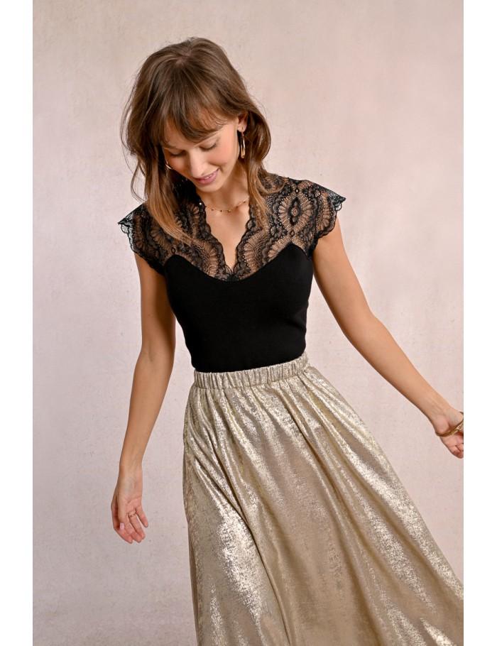 lili sidonio x molly bracken T shirt en transparence BLACK