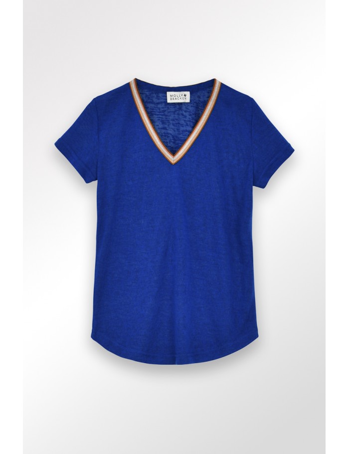 Lili Sidonio X Molly Bracken T Shirt Encolure Irisée BLUE