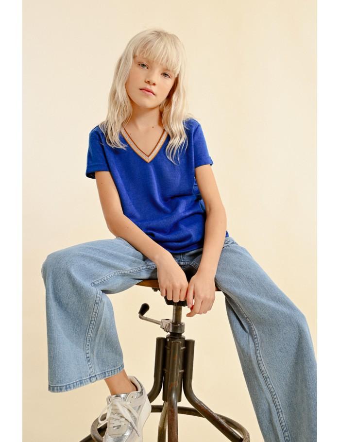 lili sidonio x molly bracken T shirt encolure irisée BLUE lili sidonio x molly bracken T shirt encolure irisée BLUE