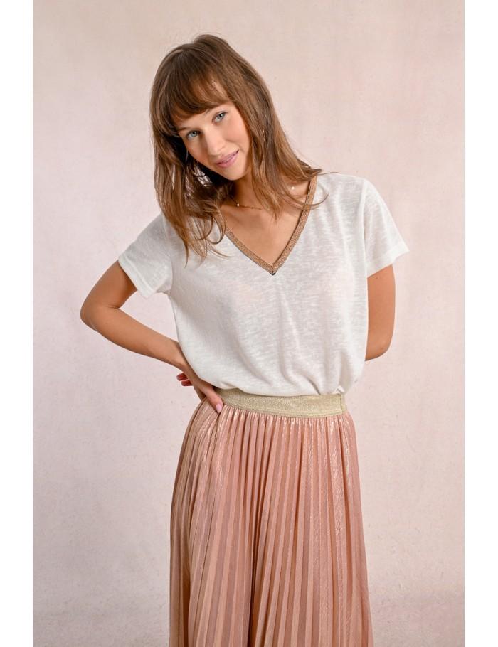 Lili Sidonio X Molly Bracken T Shirt Fluide à Col V BLUE