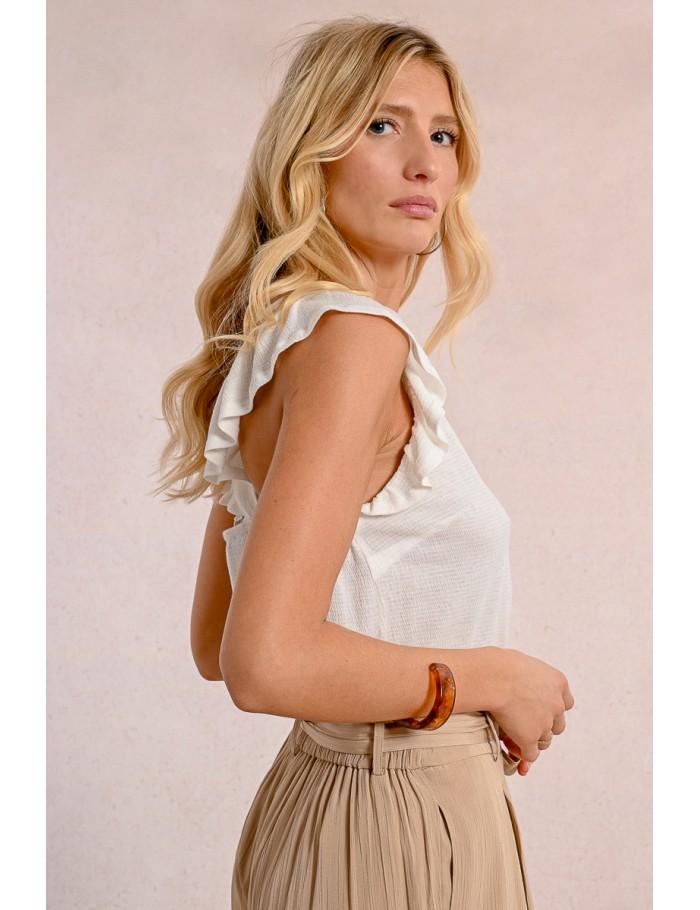 lili sidonio x molly bracken T shirt fluide à dos croisé ÉCRU