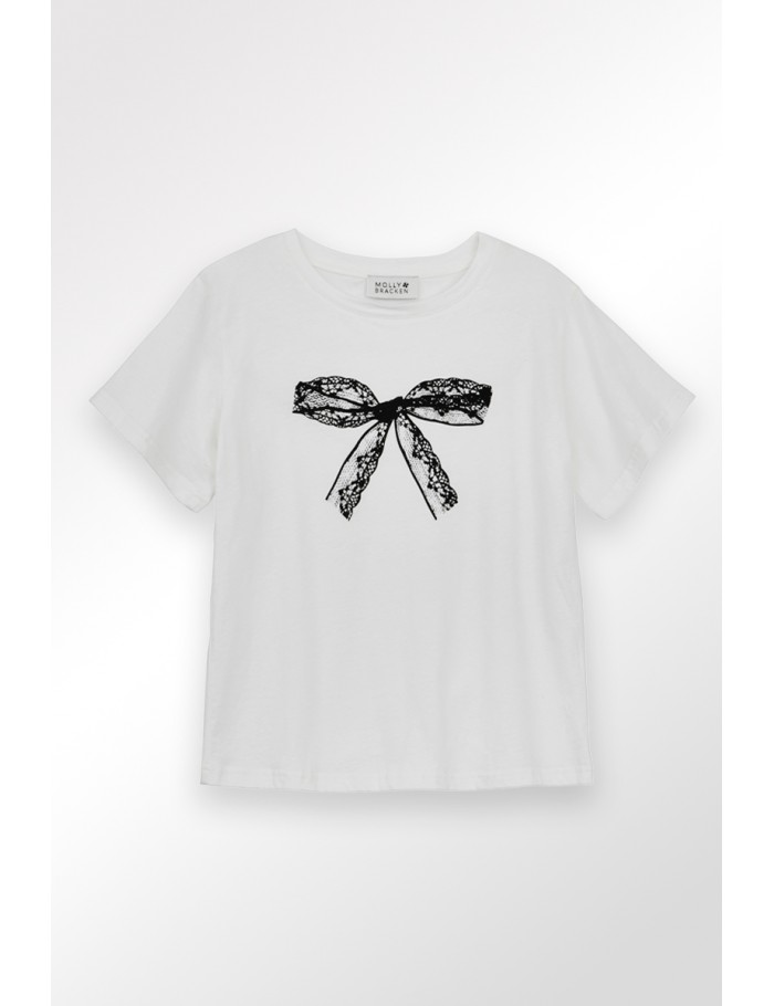 Lili Sidonio X Molly Bracken T Shirt Graphique à Nœud WHITE