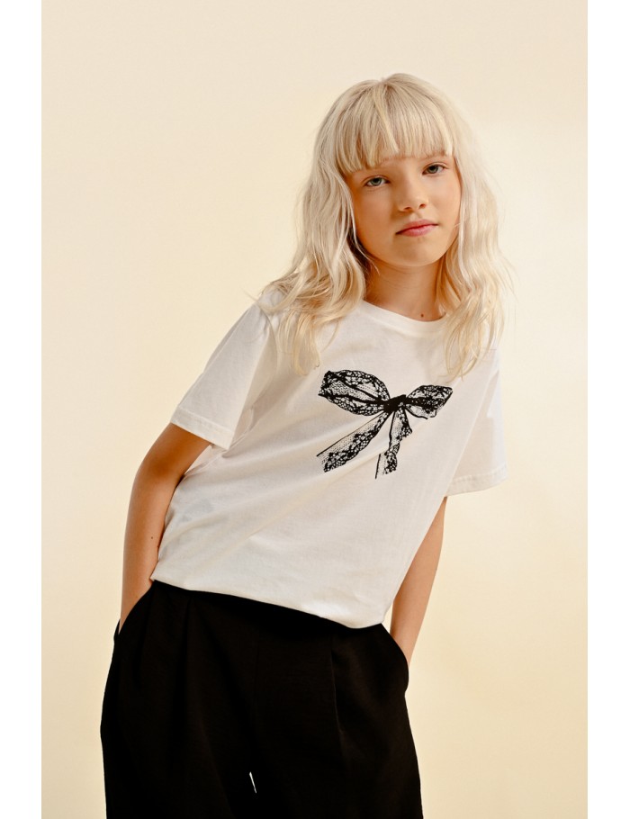 lili sidonio x molly bracken T shirt graphique à nœud WHITE