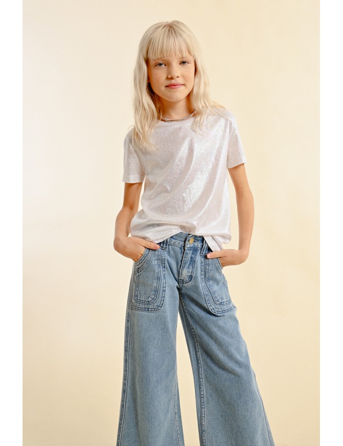 Lili Sidonio X Molly Bracken T Shirt Irisé AQUA BLUE