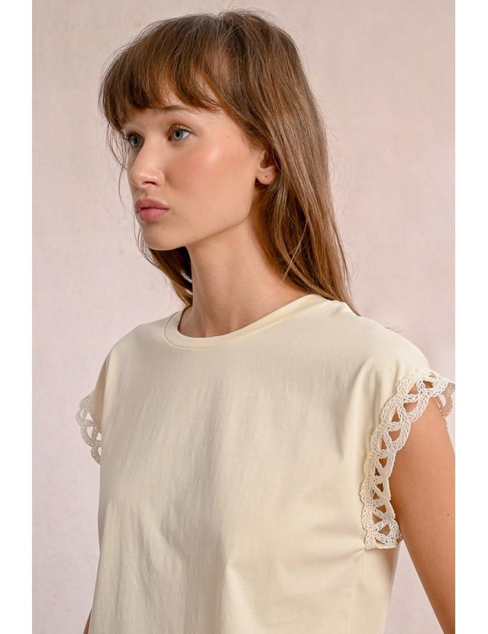 Lili Sidonio X Molly Bracken T Shirt Manches Ajourées CRÈME