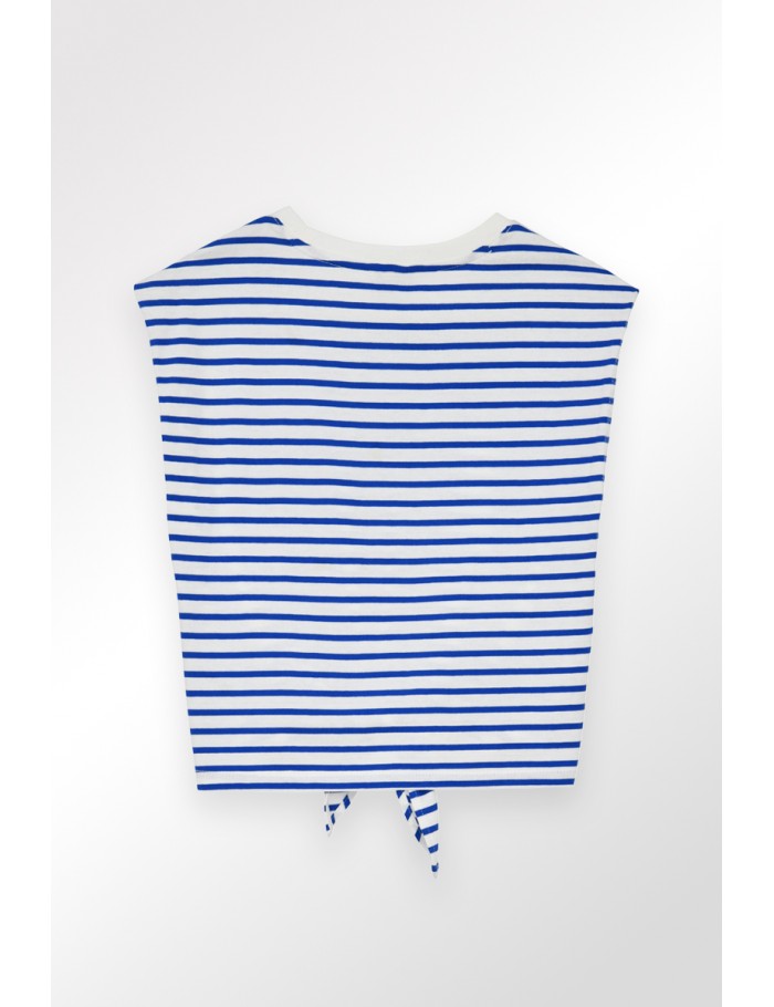 Lili Sidonio X Molly Bracken T Shirt Marinière Nouable à La Taille OFFWHITE/NAVY BLUE