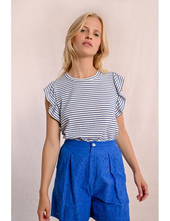 Lili Sidonio X Molly Bracken T Shirt Marinière WHITE/NAVY BLUE