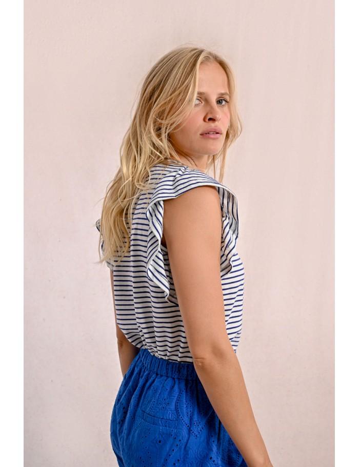 Lili Sidonio X Molly Bracken T Shirt Marinière WHITE/NAVY BLUE