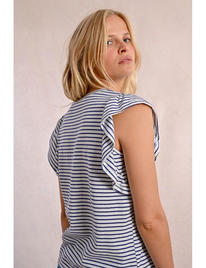 lili sidonio x molly bracken T shirt marinière WHITE/NAVY BLUE