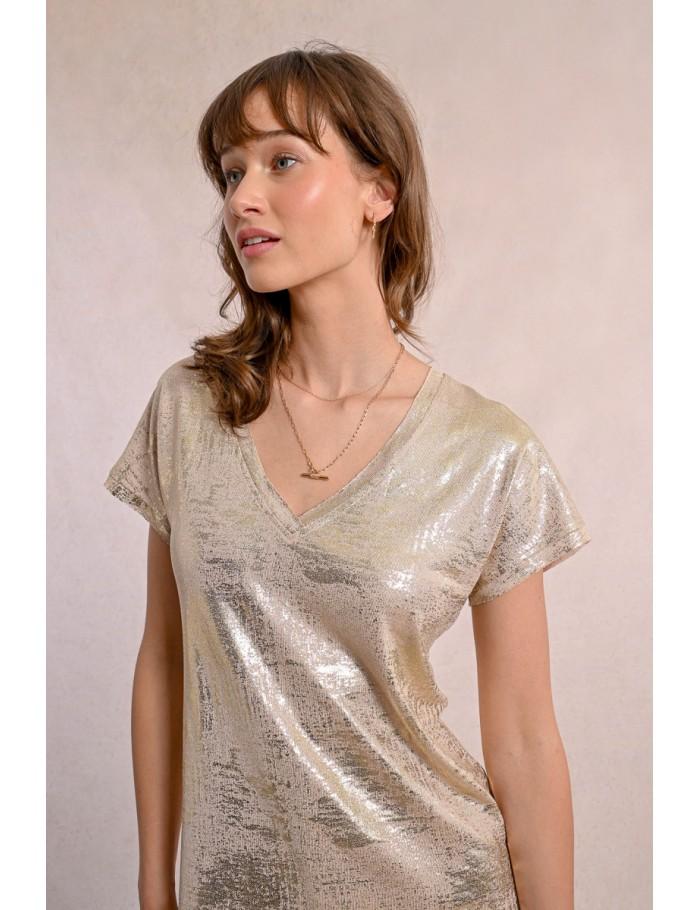 Lili Sidonio X Molly Bracken T Shirt Métallisé GOLDEN BEIGE