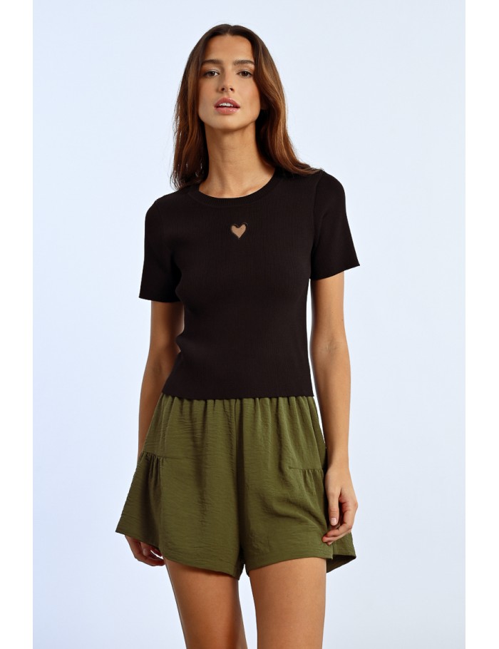 Lili Sidonio X Molly Bracken T Shirt Ouverture En Cœur BLACK