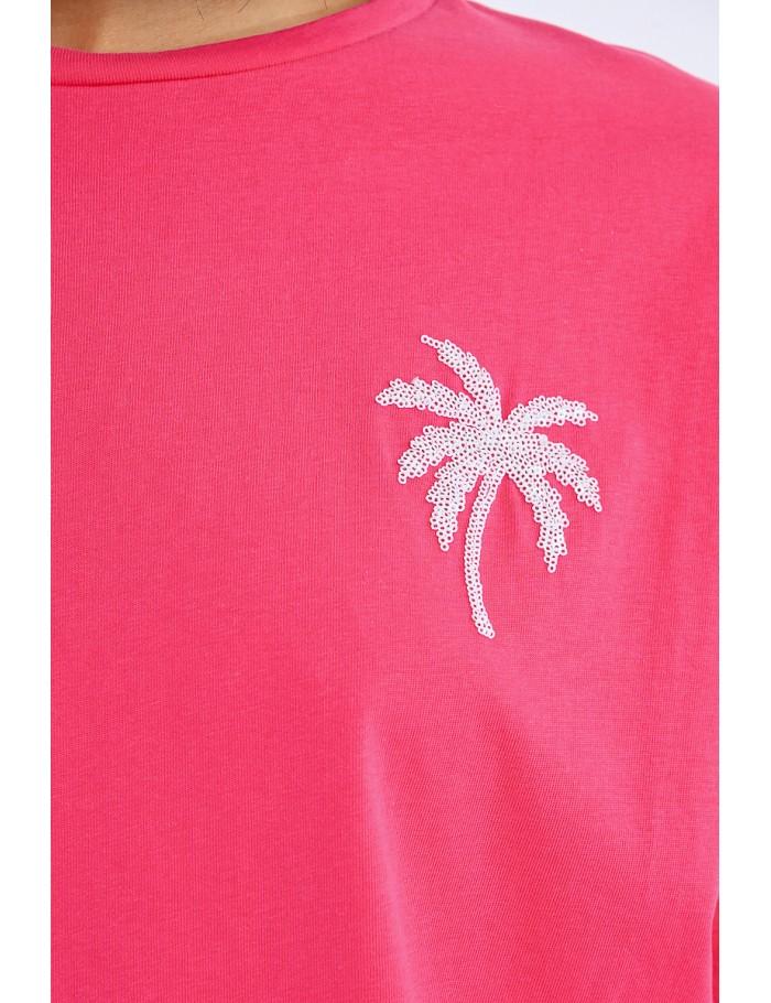 Lili Sidonio X Molly Bracken T Shirt Oversize Motif Palmier BLUE