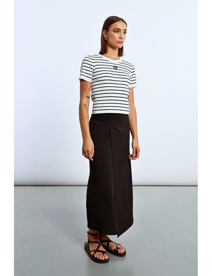 Lili Sidonio X Molly Bracken T Shirt Rayé Avec Ouverture En Cœur OFFWHITE/NAVY BLUE