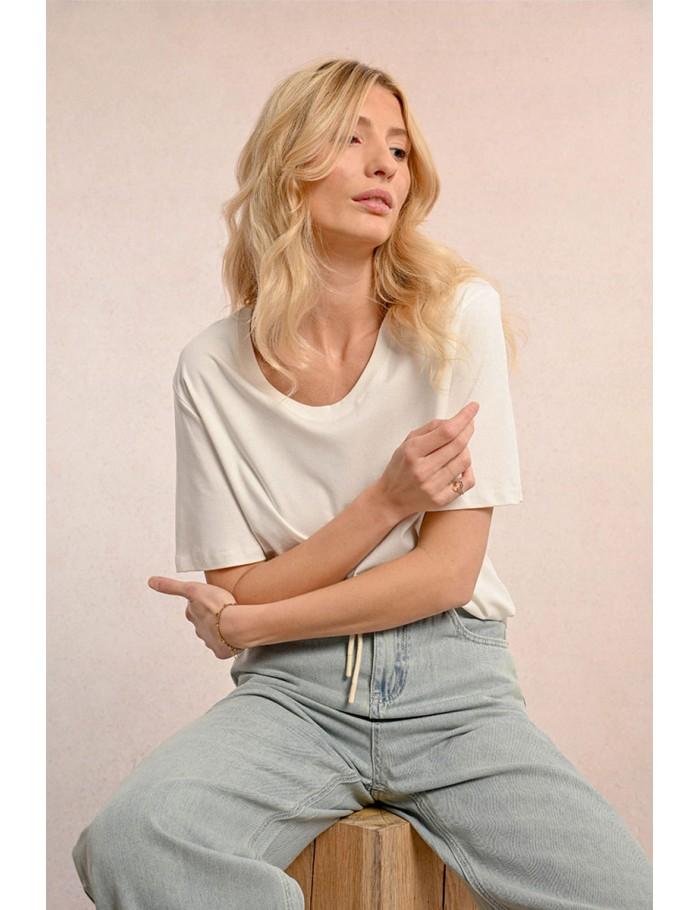 lili sidonio x molly bracken Tee shirt col rond WHITE