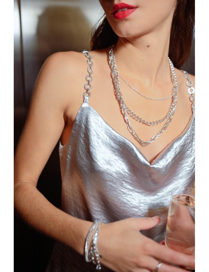 Lili Sidonio X Molly Bracken Top à Bretelles à Strass Effet Satiné OR