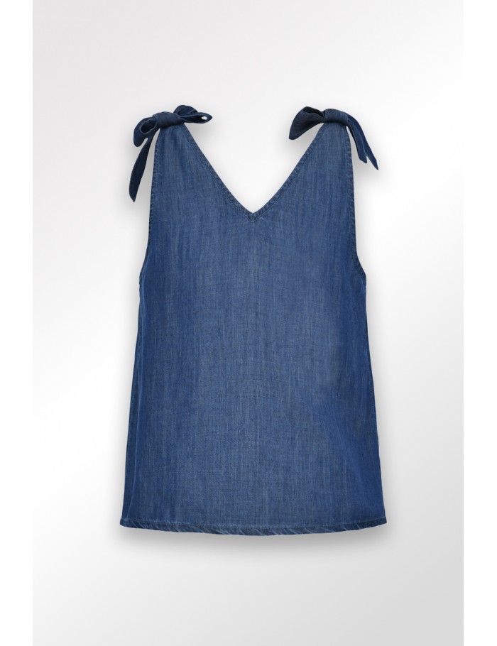 Lili Sidonio X Molly Bracken Top à Bretelles Nouables En Lyocell LIGHT BLUE DENIM