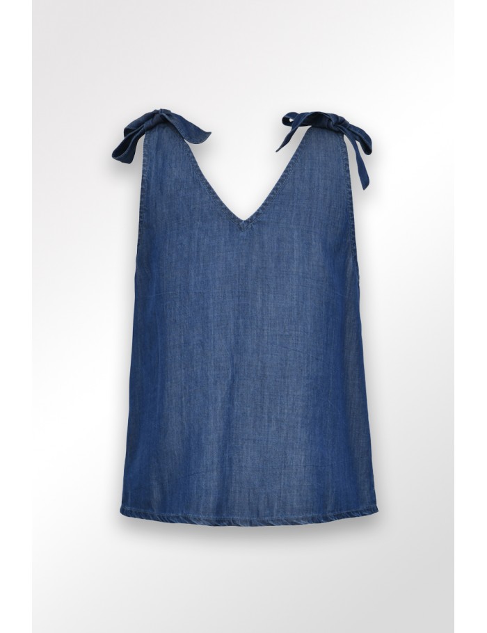 Lili Sidonio X Molly Bracken Top à Bretelles Nouables En Lyocell LIGHT BLUE DENIM