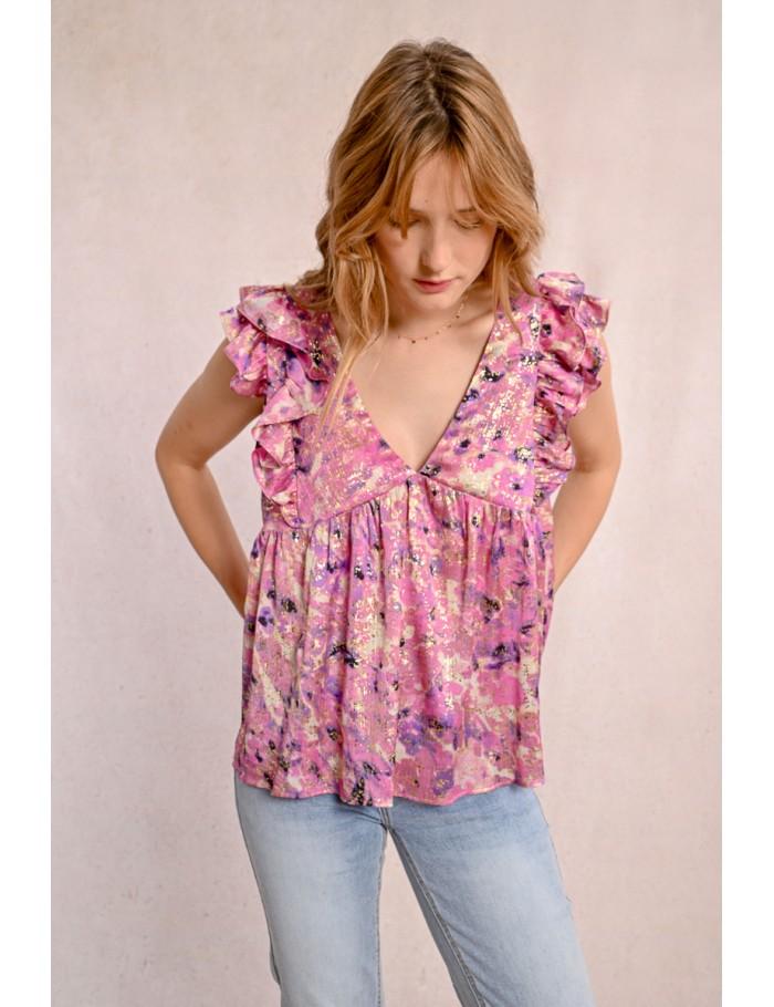 Lili Sidonio X Molly Bracken Top à Fronces PINK CELESTE
