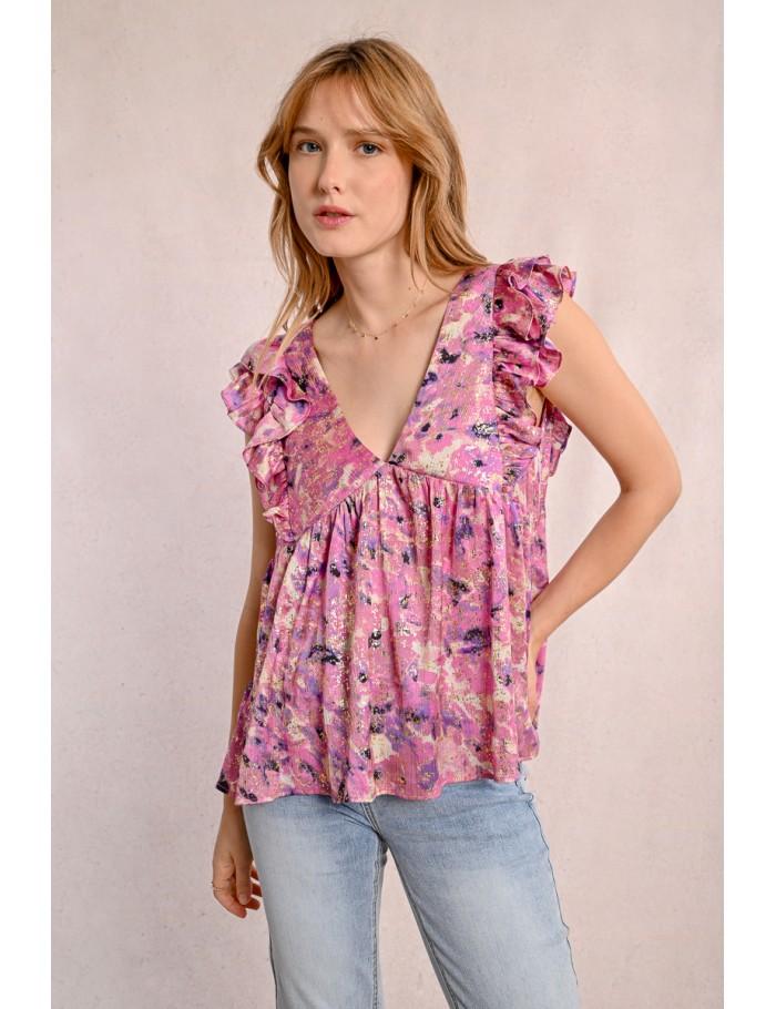 lili sidonio x molly bracken Top à fronces PINK CELESTE