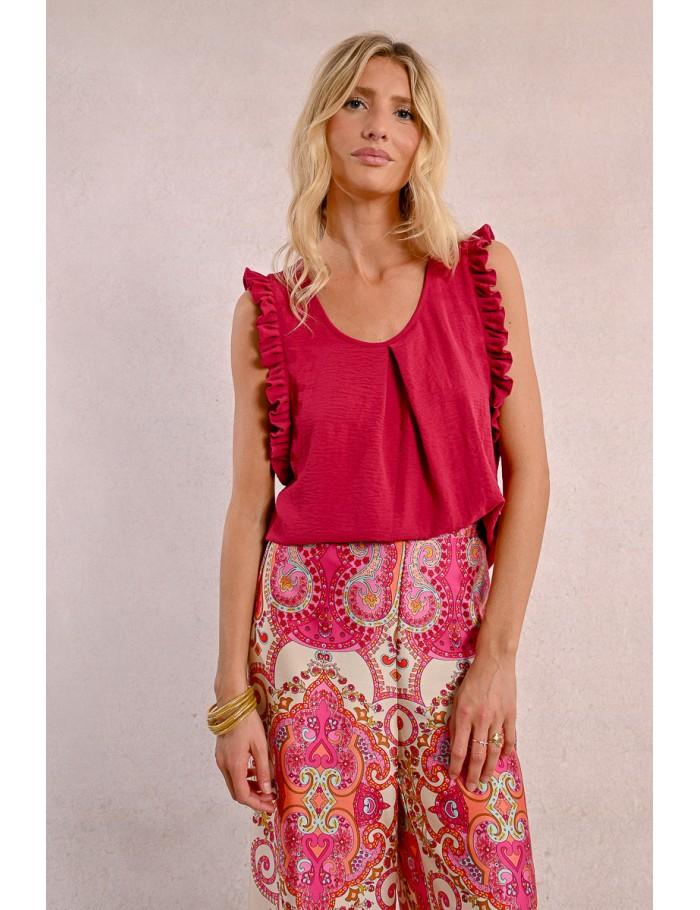 Lili Sidonio X Molly Bracken Top à Manches Volantées NAVY BLUE