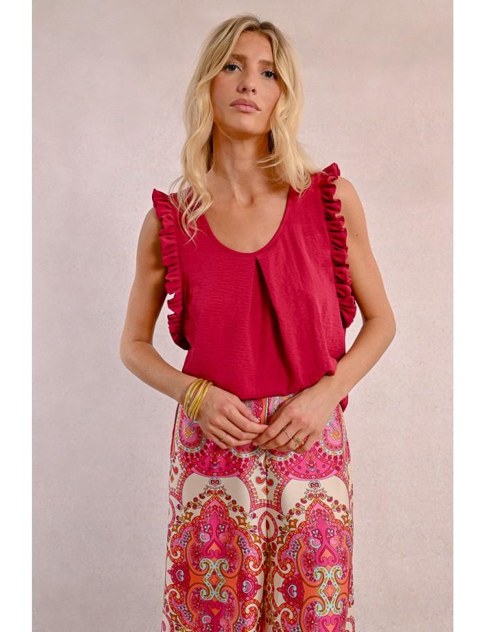 lili sidonio x molly bracken Top à manches volantées NAVY BLUE