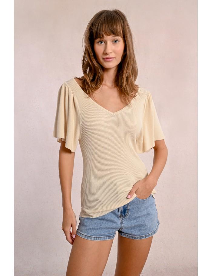 Lili Sidonio X Molly Bracken Top à Volants En Maille CRÈME