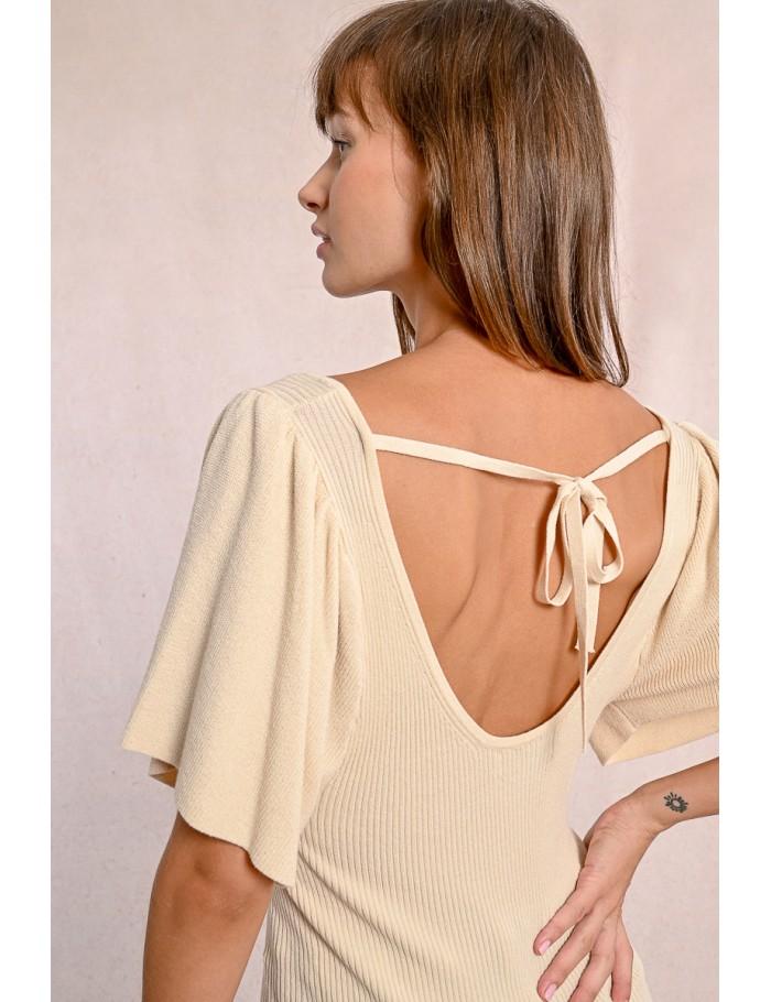 Lili Sidonio X Molly Bracken Top à Volants En Maille CRÈME