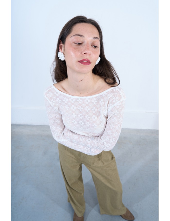 Lili Sidonio X Molly Bracken Top Ajouré Manches Longues WHITE