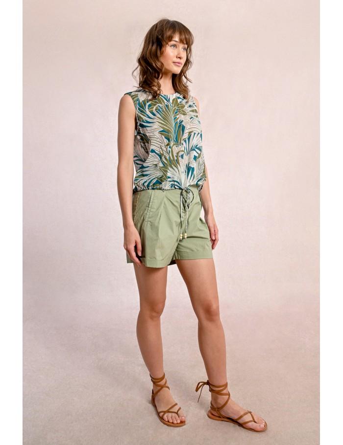 Lili Sidonio X Molly Bracken Top Ballon Imprimé KHAKI KALA