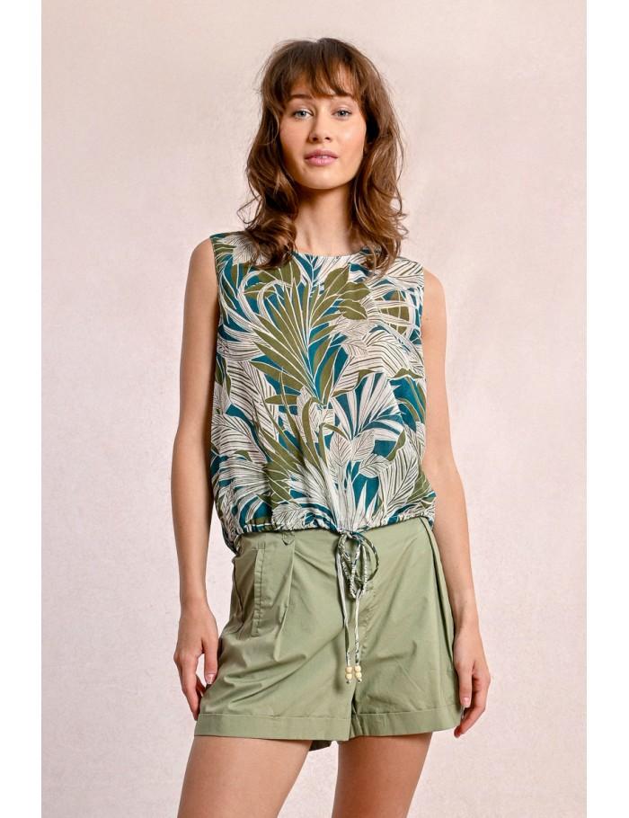 Lili Sidonio X Molly Bracken Top Ballon Imprimé KHAKI KALA