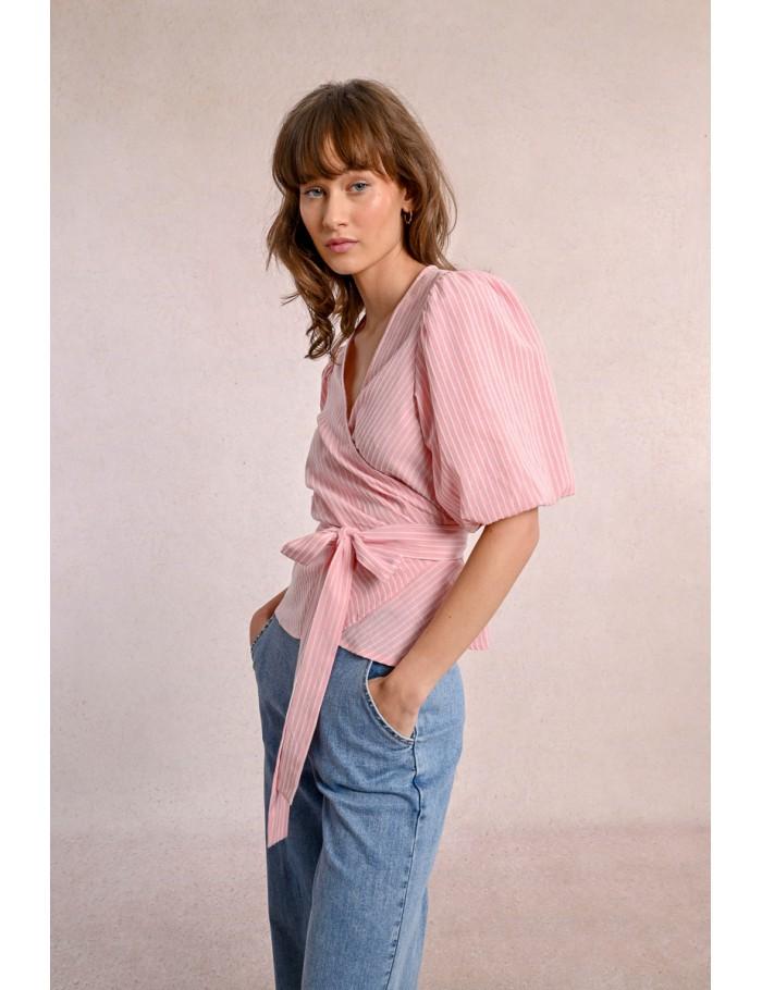 Lili Sidonio X Molly Bracken Top Chemisier Cache Cœur PINK