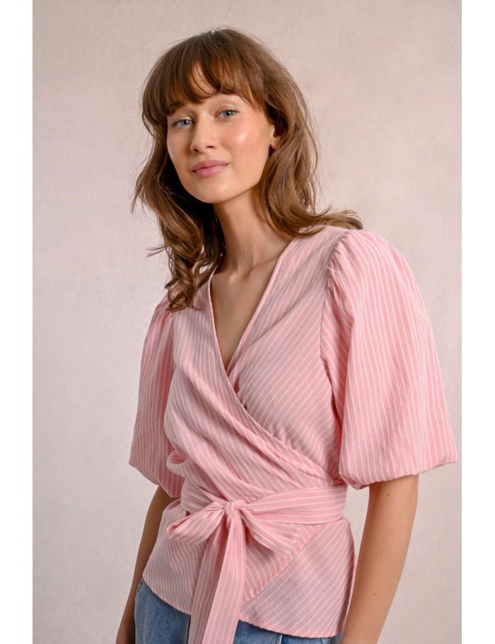 Lili Sidonio X Molly Bracken Top Chemisier Cache Cœur PINK