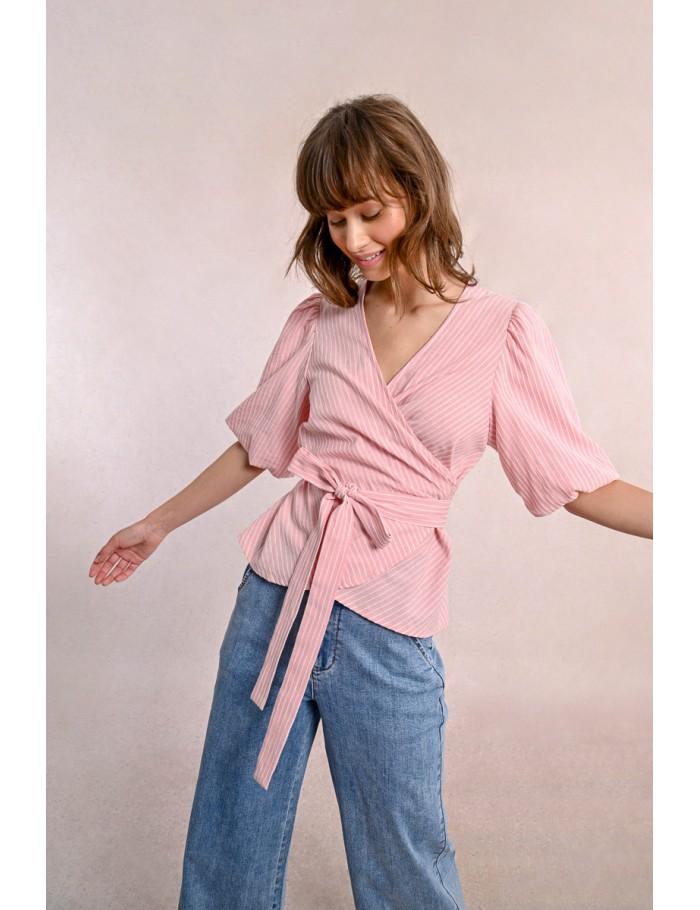 Lili Sidonio X Molly Bracken Top Chemisier Cache Cœur PINK