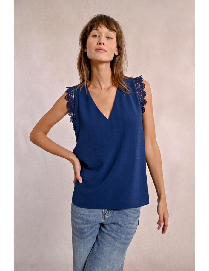 Lili Sidonio X Molly Bracken Top Dentelle NAVY BLUE