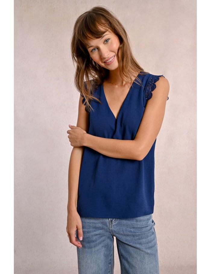 Lili Sidonio X Molly Bracken Top Dentelle NAVY BLUE