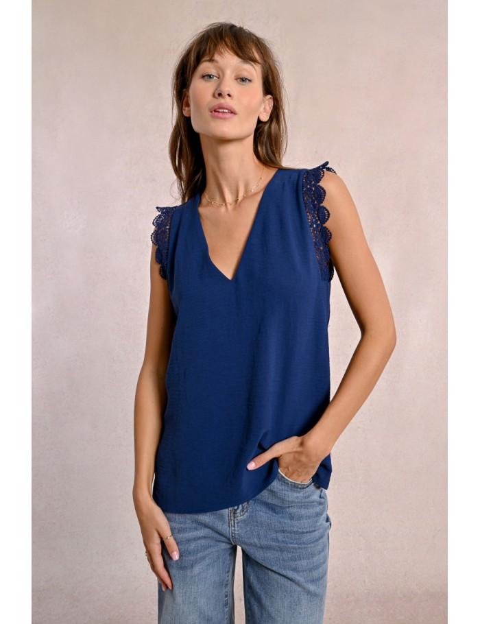 Lili Sidonio X Molly Bracken Top Dentelle NAVY BLUE