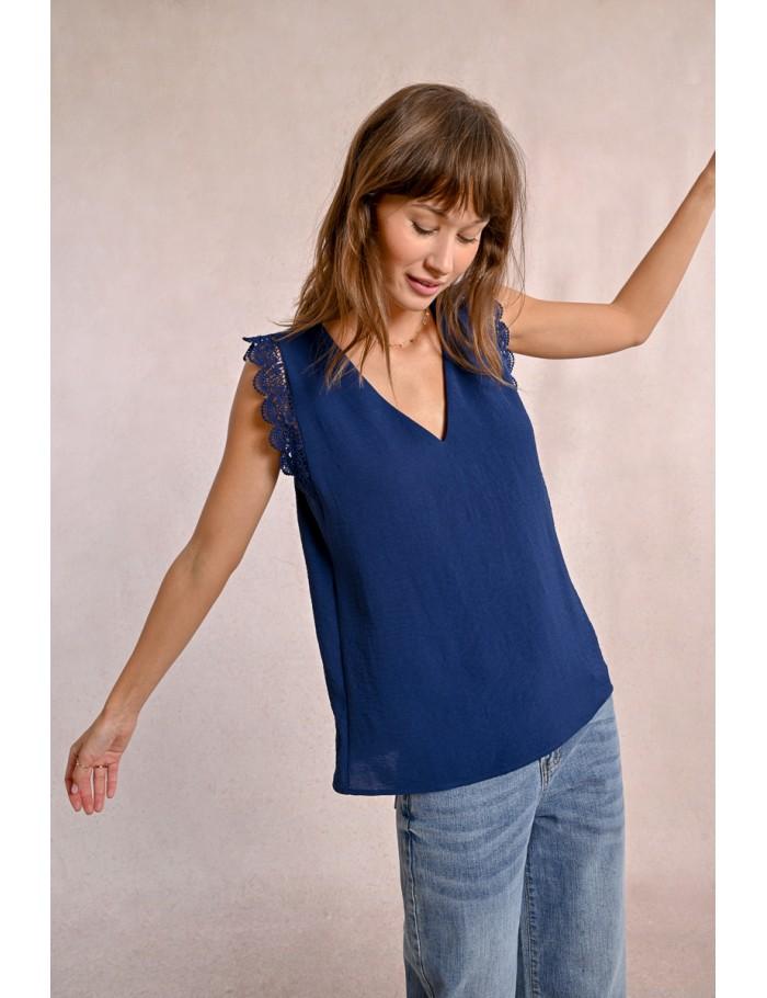 lili sidonio x molly bracken Top dentelle NAVY BLUE